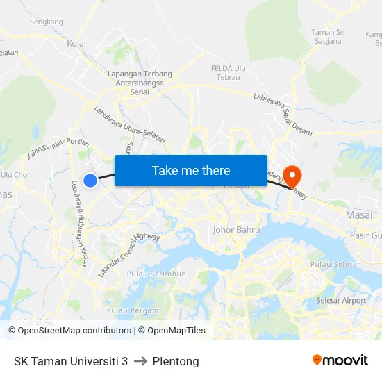 SK Taman Universiti 3 to Plentong map