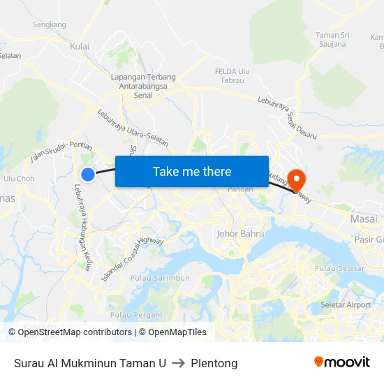 Surau Al Mukminun Taman U to Plentong map
