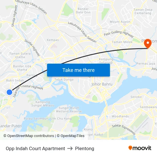 Opp Indah Court Apartment to Plentong map
