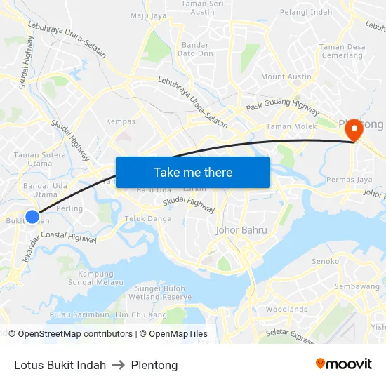 Lotus Bukit Indah to Plentong map