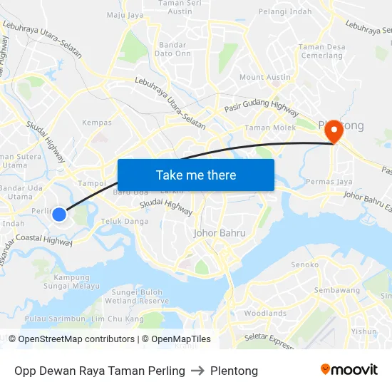 Opp Dewan Raya Taman Perling to Plentong map