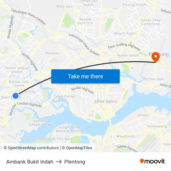 Ambank Bukit Indah to Plentong map