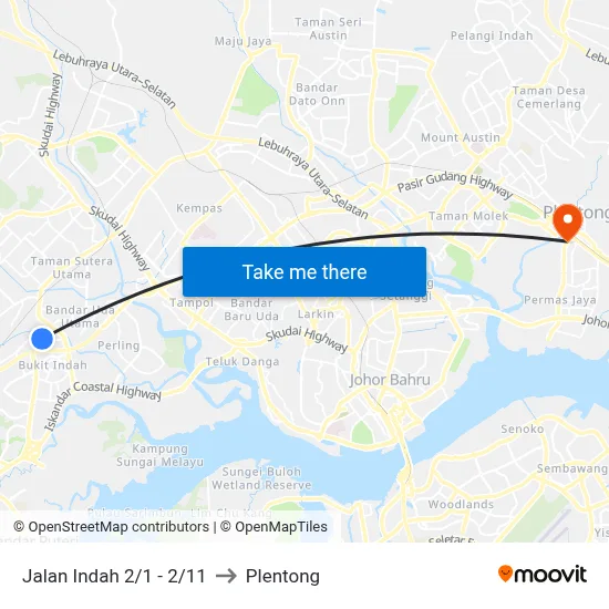 Jalan Indah 2/1 - 2/11 to Plentong map