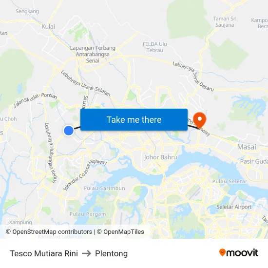 Tesco Mutiara Rini to Plentong map