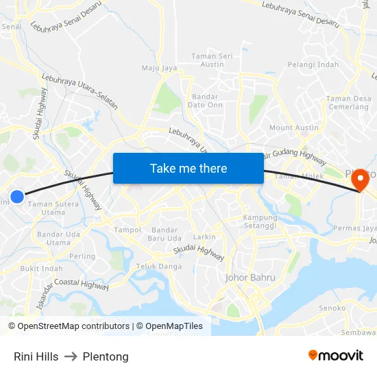 Rini Hills to Plentong map