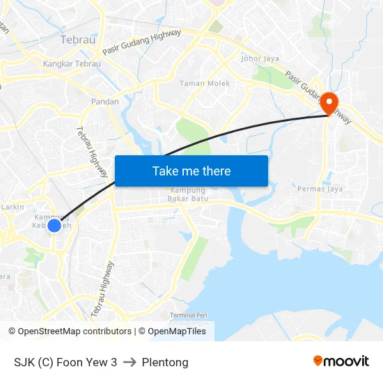 SJK (C) Foon Yew 3 to Plentong map