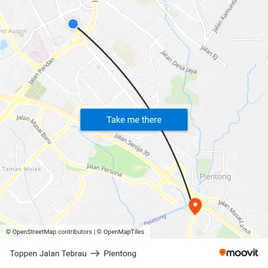 Toppen Jalan Tebrau to Plentong map