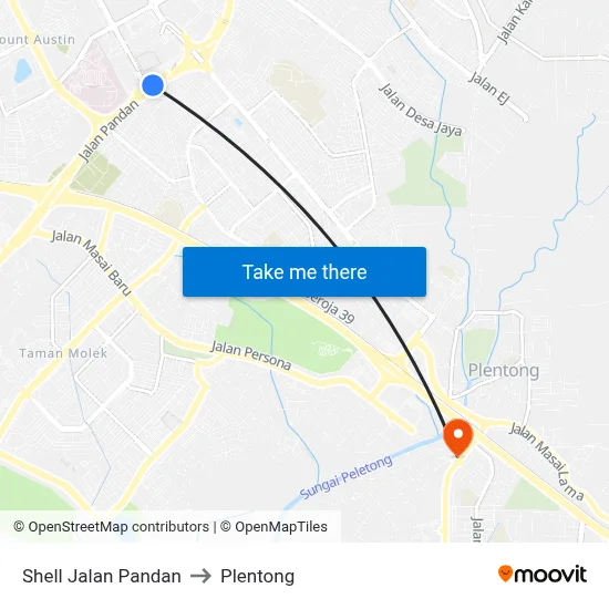 Shell Jalan Pandan to Plentong map
