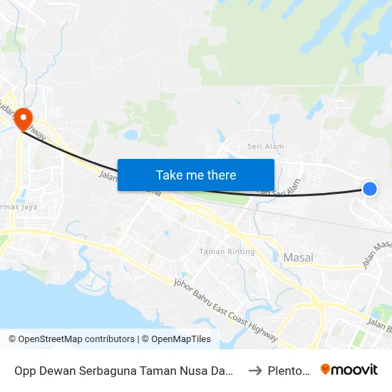 Opp Dewan Serbaguna Taman Nusa Damai to Plentong map