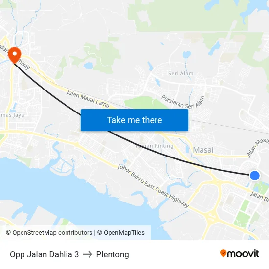 Opp Jalan Dahlia 3 to Plentong map