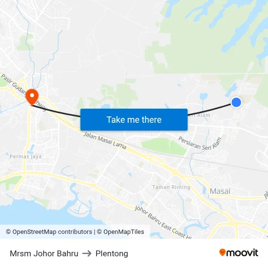 Mrsm Johor Bahru to Plentong map