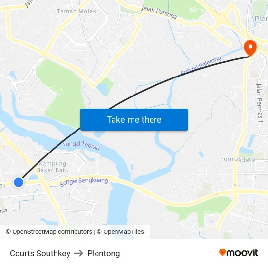 Courts Southkey to Plentong map