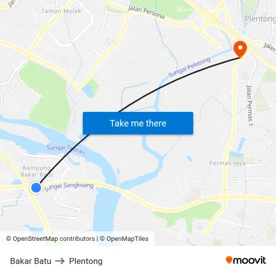 Bakar Batu to Plentong map