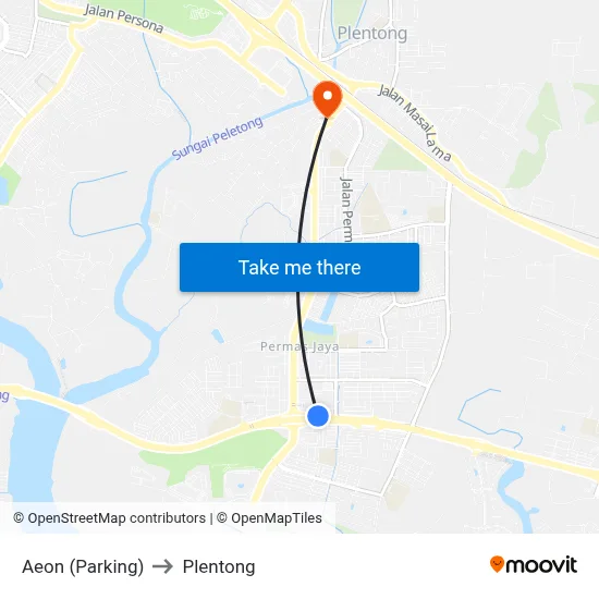 Aeon (Parking) to Plentong map