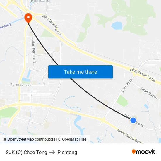 SJK (C) Chee Tong to Plentong map
