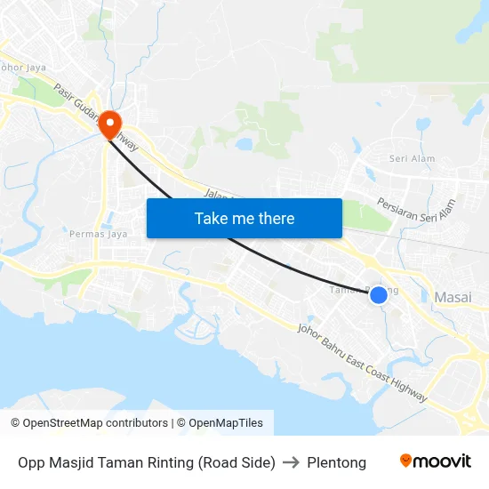 Opp Masjid Taman Rinting (Road Side) to Plentong map