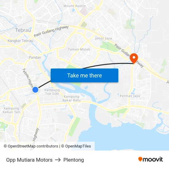 Opp Mutiara Motors to Plentong map