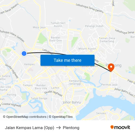 Jalan Kempas Lama (Opp) to Plentong map
