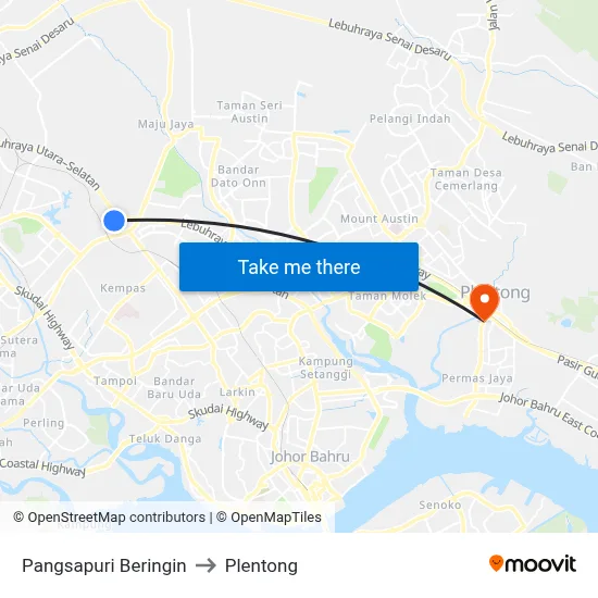 Pangsapuri Beringin to Plentong map
