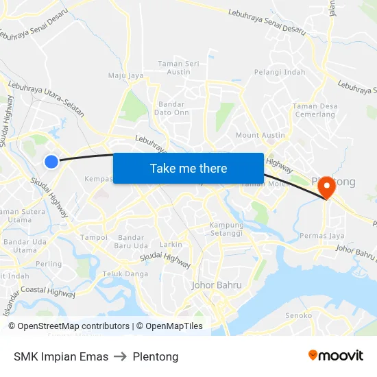 SMK Impian Emas to Plentong map