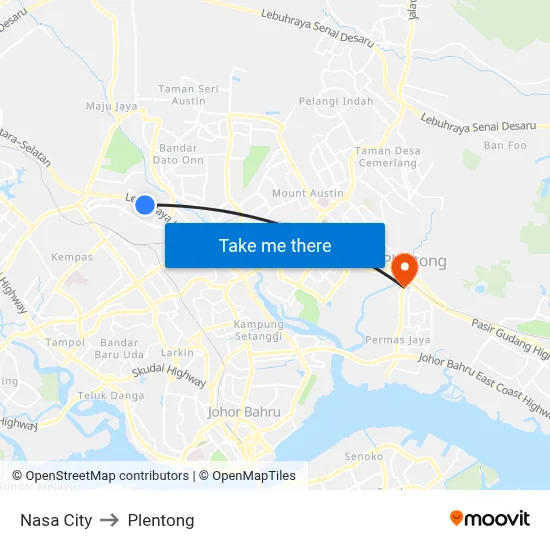 Nasa City to Plentong map