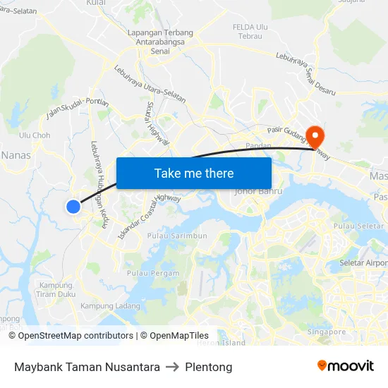 Maybank Taman Nusantara to Plentong map