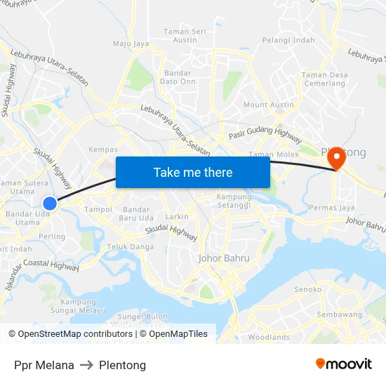 Ppr Melana to Plentong map