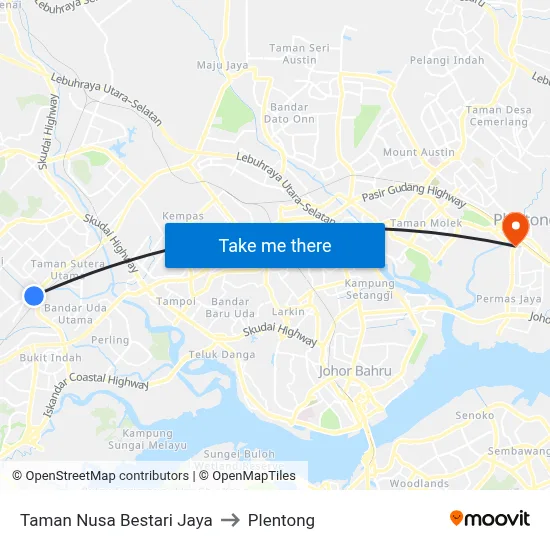 Taman Nusa Bestari Jaya to Plentong map