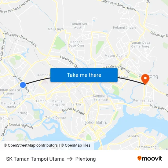 SK Taman Tampoi Utama to Plentong map