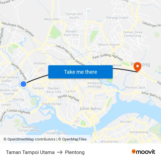 Taman Tampoi Utama to Plentong map
