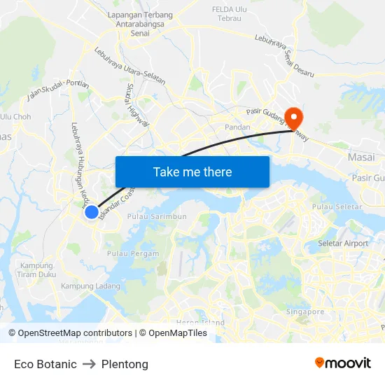 Eco Botanic to Plentong map