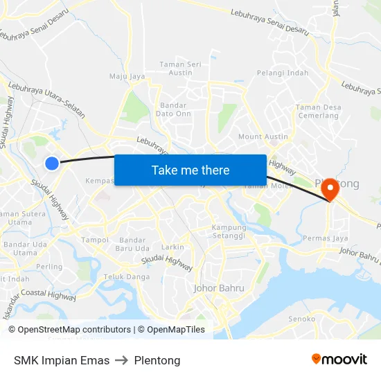 SMK Impian Emas to Plentong map