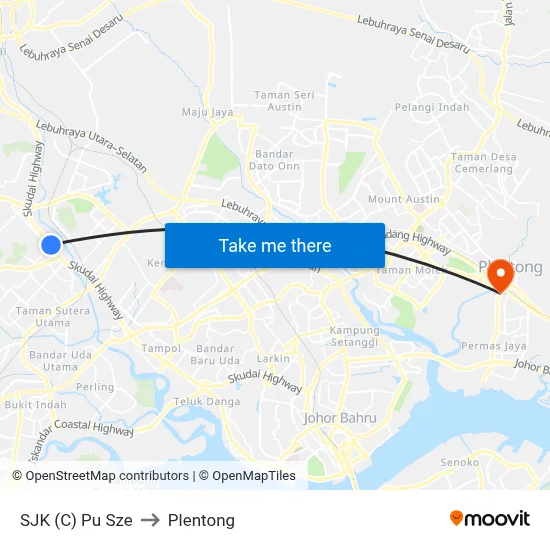 SJK (C) Pu Sze to Plentong map