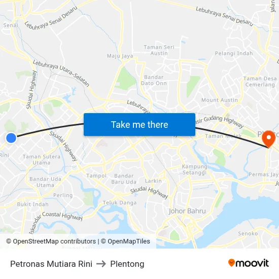 Petronas Mutiara Rini to Plentong map