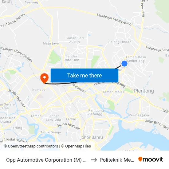 Opp Automotive Corporation (M) Sdn. Bhd to Politeknik Mersing map