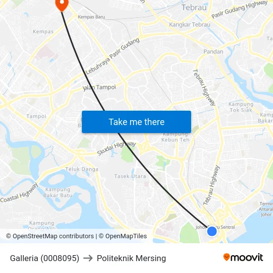 Galleria (0008095) to Politeknik Mersing map