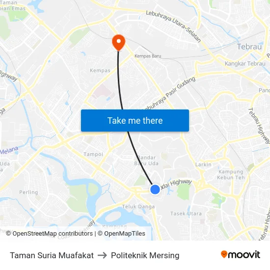 Taman Suria Muafakat to Politeknik Mersing map