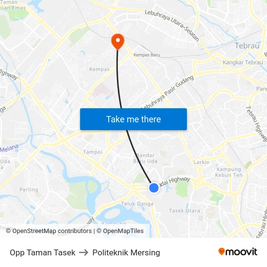 Opp Taman Tasek to Politeknik Mersing map