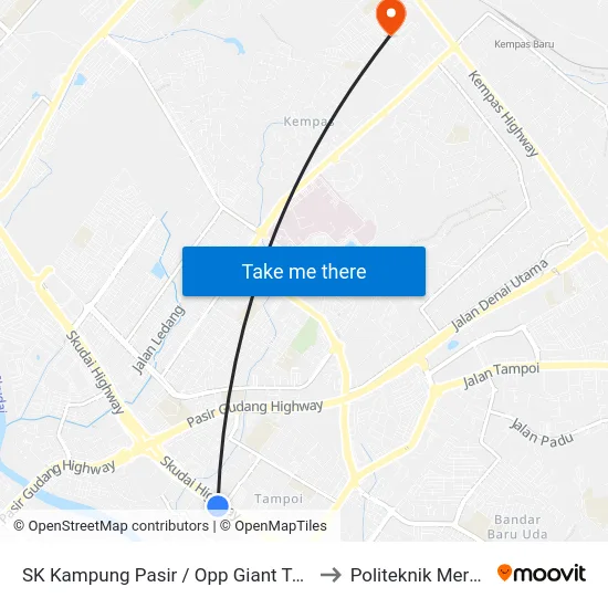 SK Kampung Pasir / Opp Giant Tampoi to Politeknik Mersing map