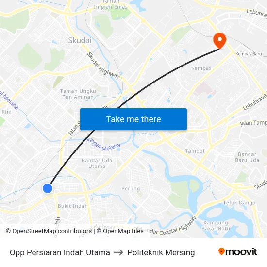 Opp Persiaran Indah Utama to Politeknik Mersing map