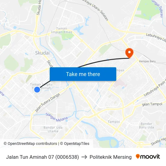 Jalan Tun Aminah 07 (0006538) to Politeknik Mersing map