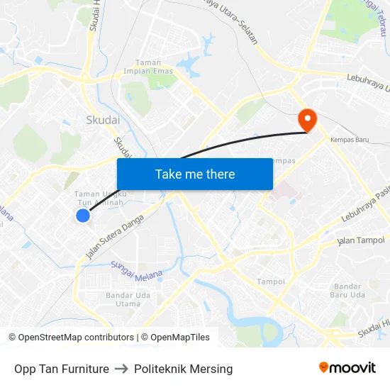 Opp Tan Furniture to Politeknik Mersing map