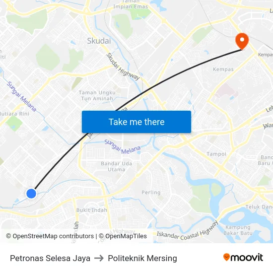 Petronas Selesa Jaya to Politeknik Mersing map