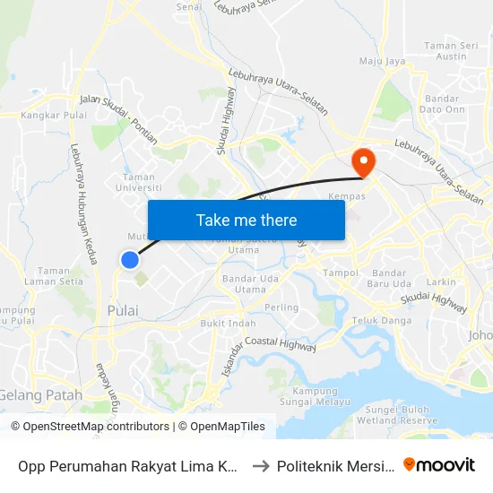 Opp Perumahan Rakyat Lima Kedai to Politeknik Mersing map
