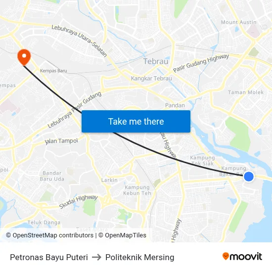 Petronas Bayu Puteri to Politeknik Mersing map