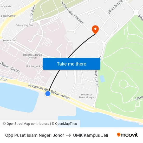Opp Pusat Islam Negeri Johor to UMK Kampus Jeli map