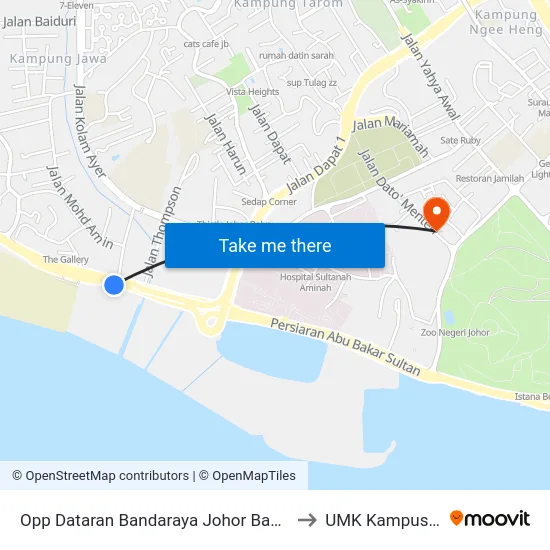 Opp Dataran Bandaraya Johor Bahru / Sri to UMK Kampus Jeli map