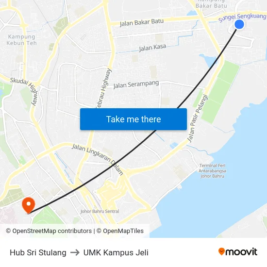 Hub Sri Stulang to UMK Kampus Jeli map