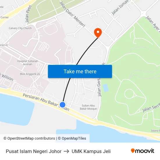 Pusat Islam Negeri Johor to UMK Kampus Jeli map