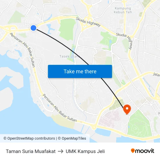 Taman Suria Muafakat to UMK Kampus Jeli map
